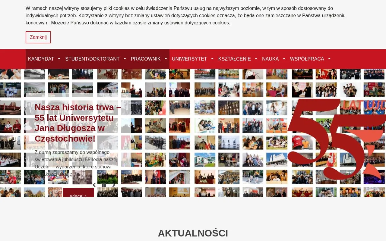 Jan Dlugosz University homepage screenshot