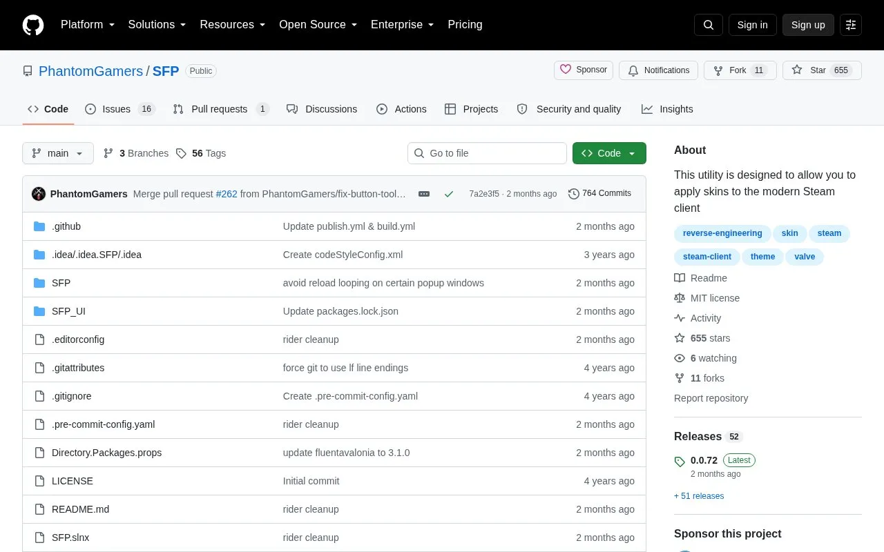 SFP homepage screenshot