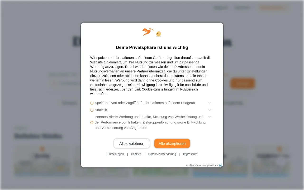 Coolibri homepage screenshot