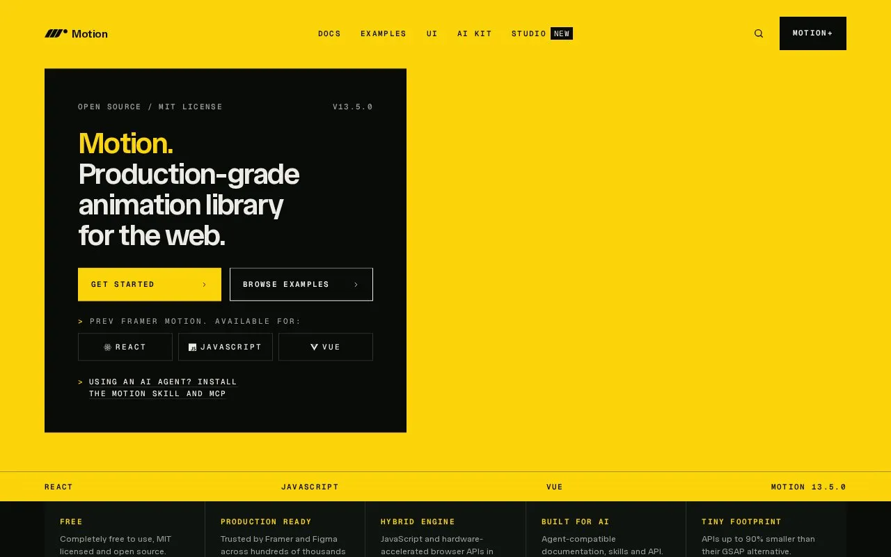 Motion homepage screenshot