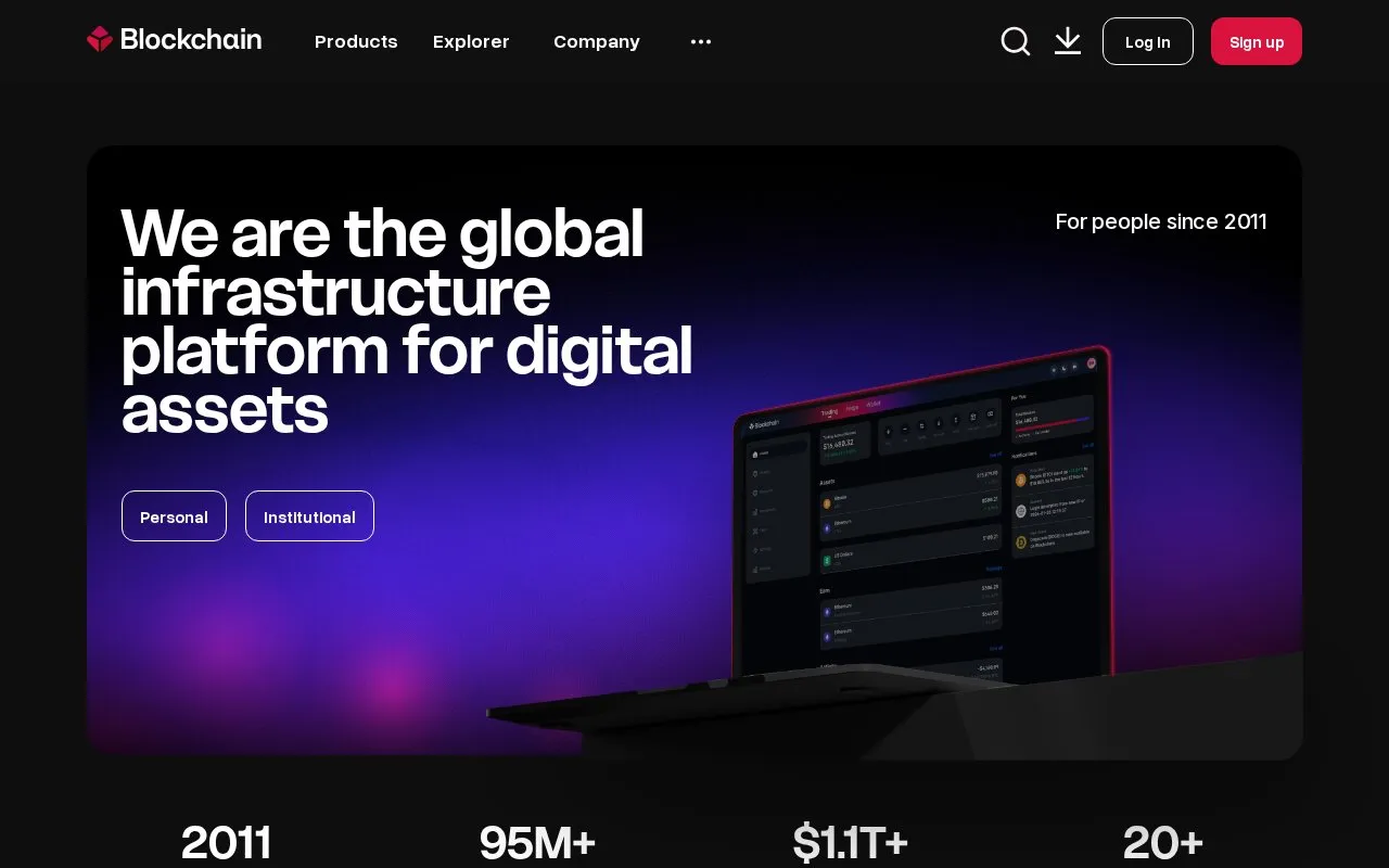 Blockchain.com homepage screenshot
