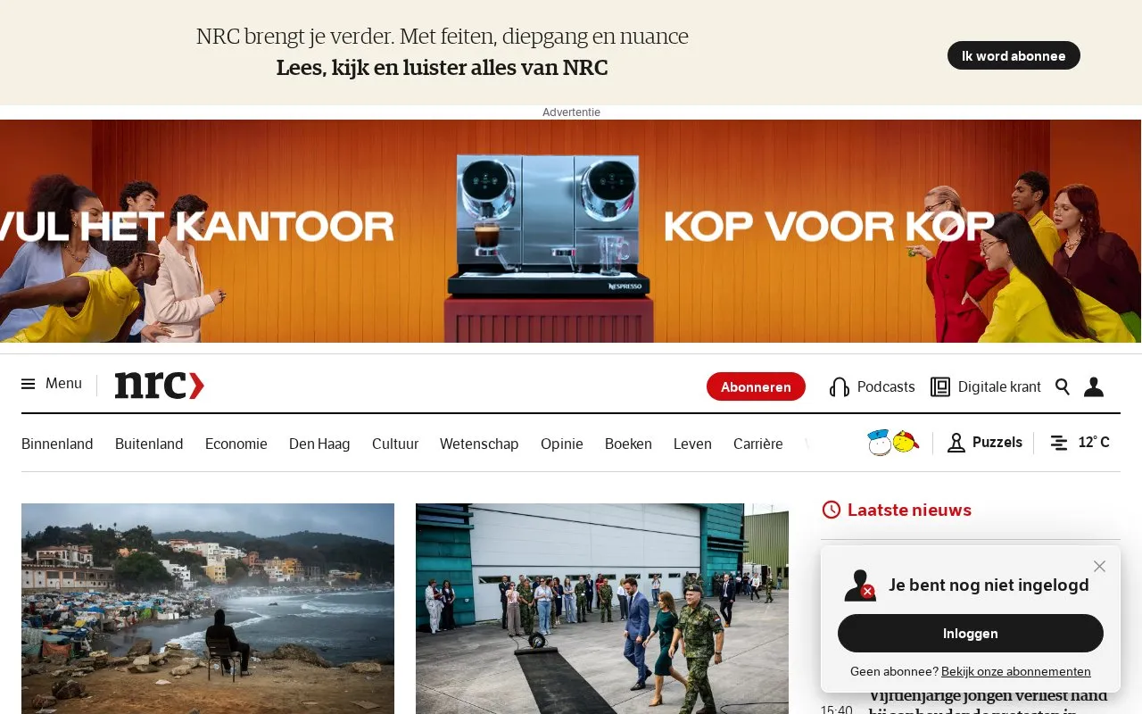 NRC homepage screenshot