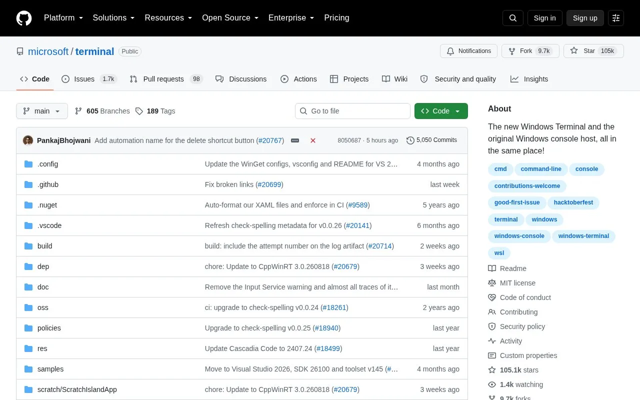 Terminal homepage screenshot