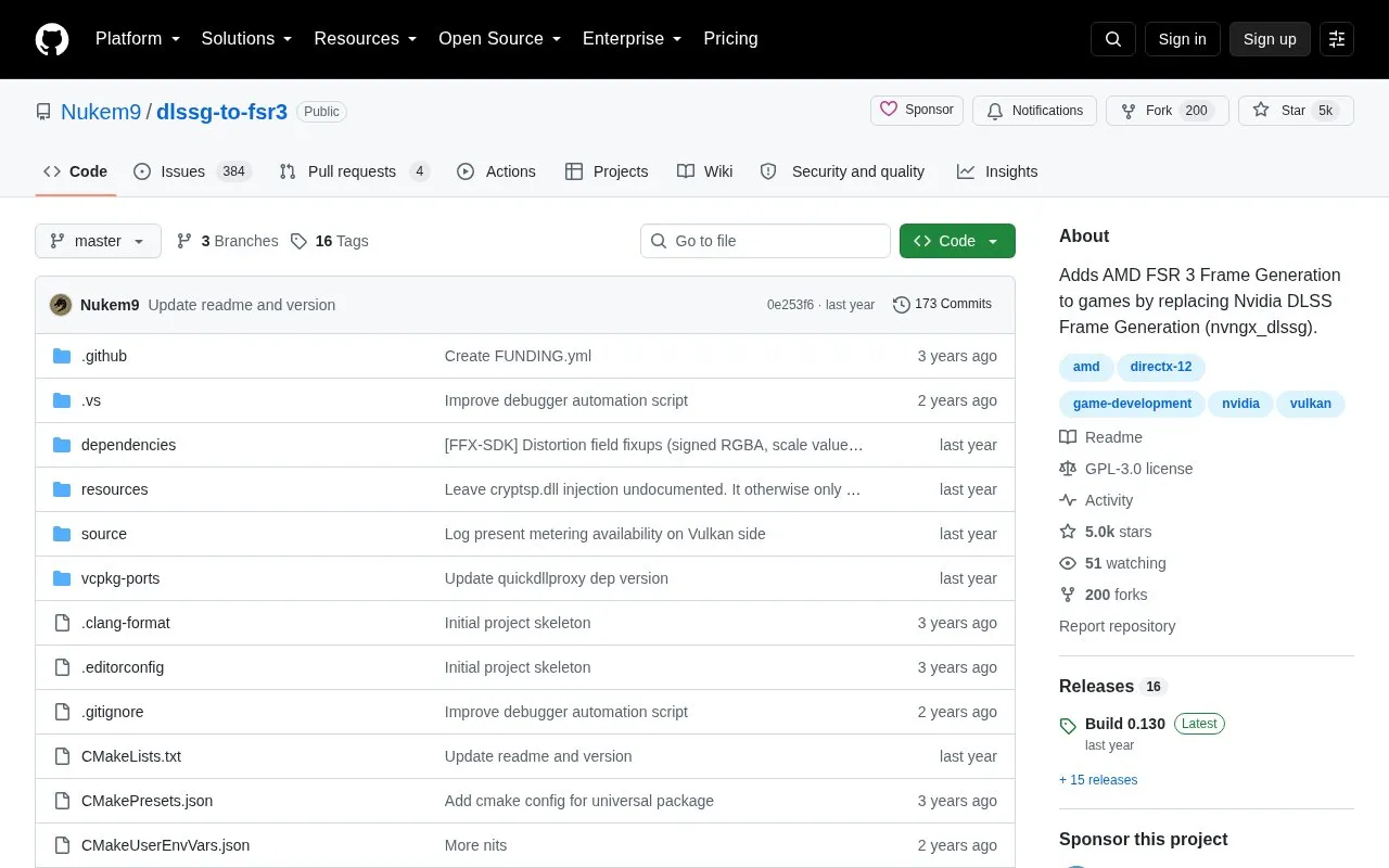 DLSSG to FSR3 homepage screenshot