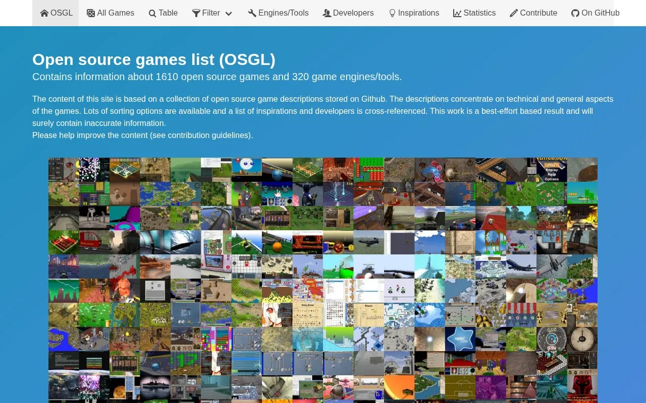 OSGL homepage screenshot