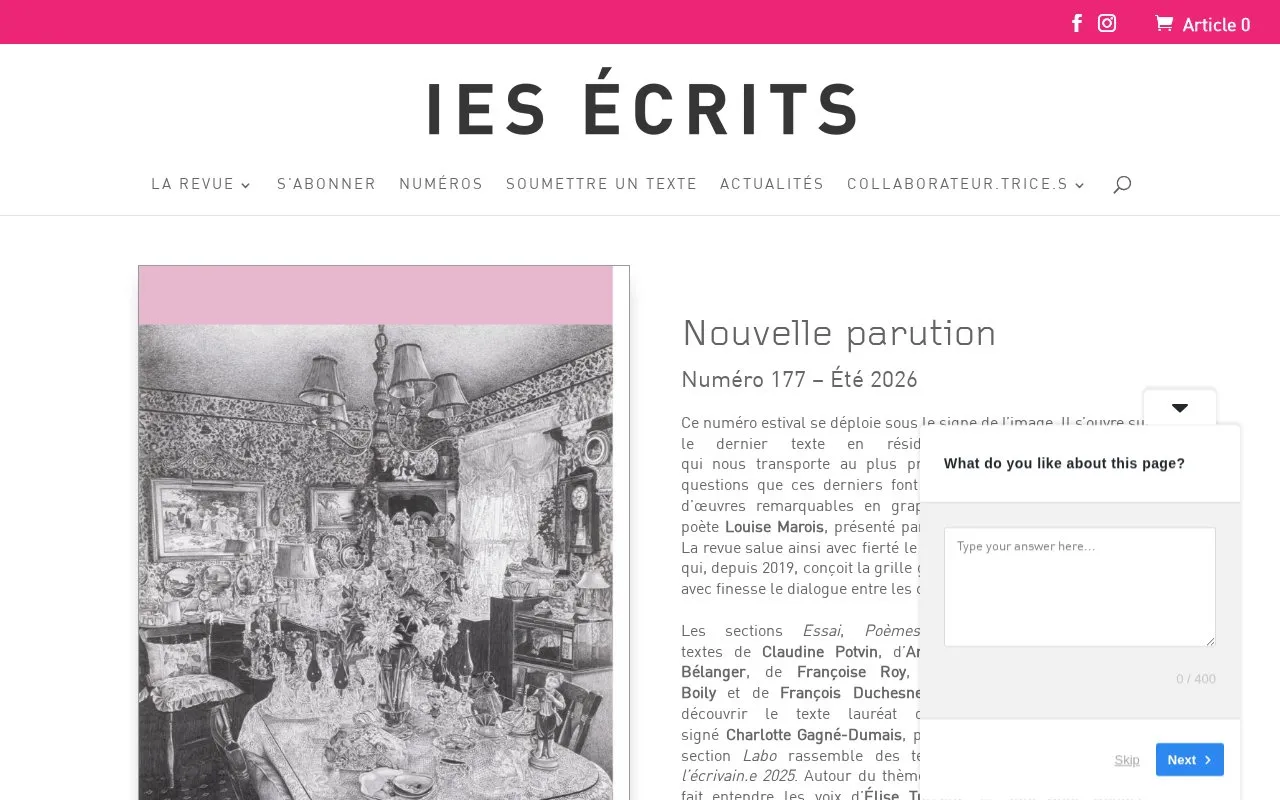 Les écrits homepage screenshot