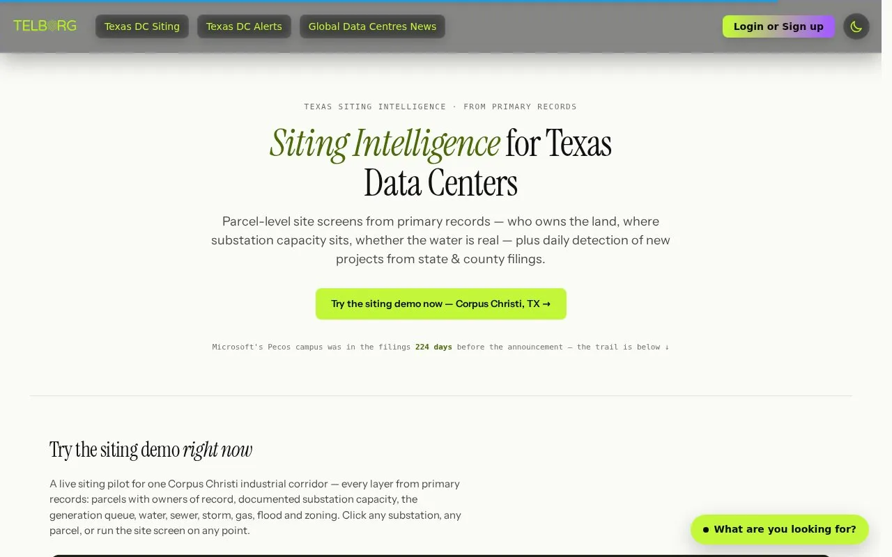Telborg homepage screenshot