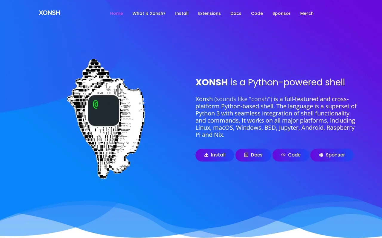 Xonsh homepage screenshot