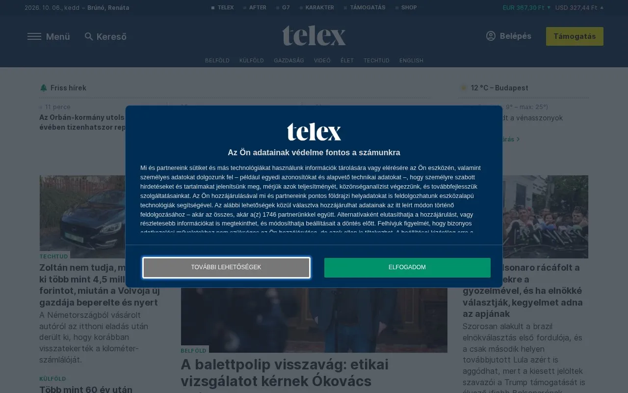 Telex homepage screenshot