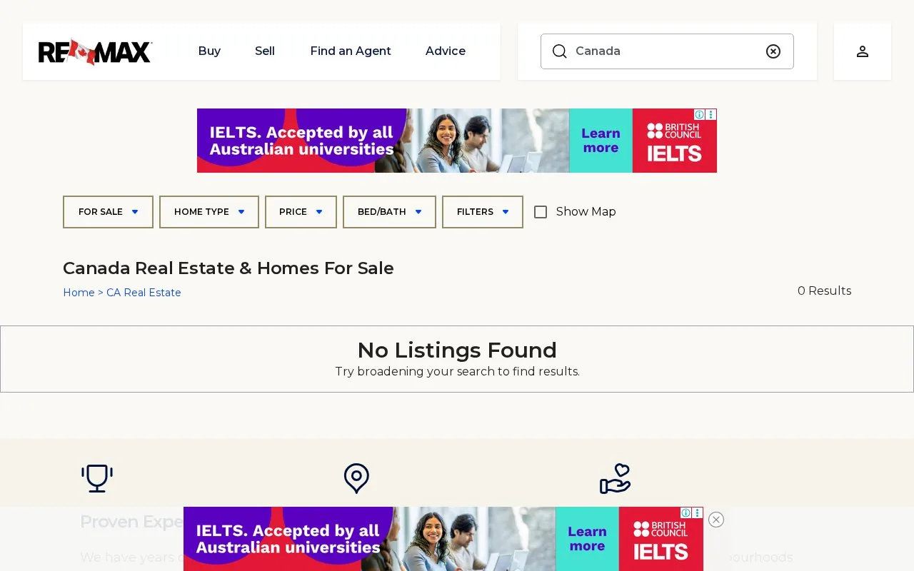 Explore Canada's Real Estate Market homepage screenshot