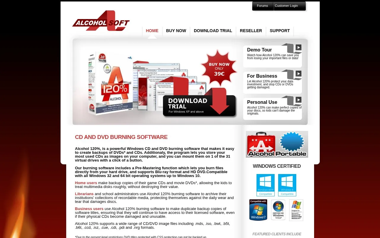 Alcohol Soft homepage screenshot
