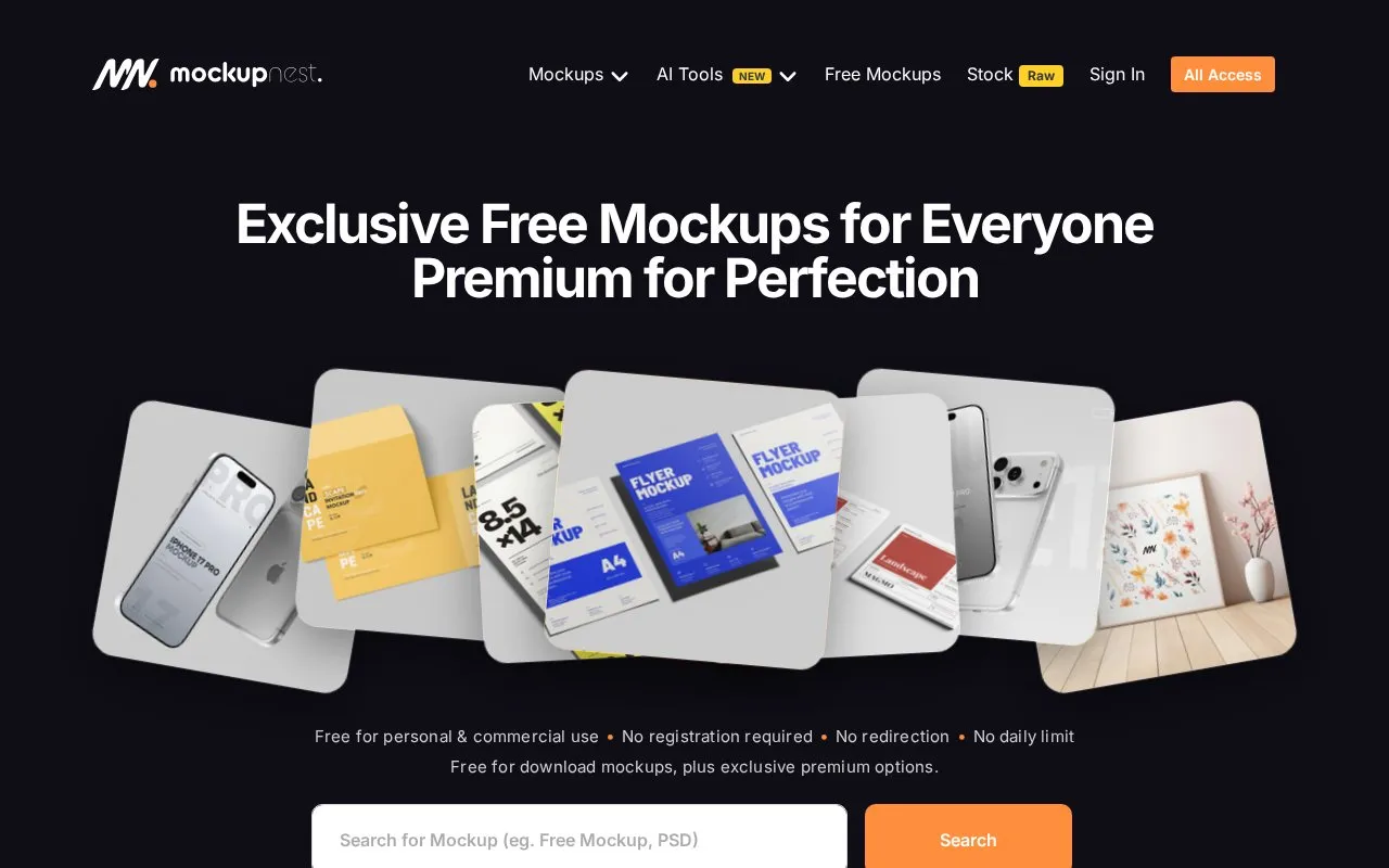 mockupnest homepage screenshot