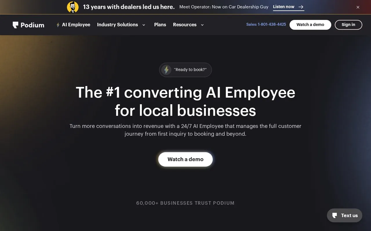 Podium homepage screenshot