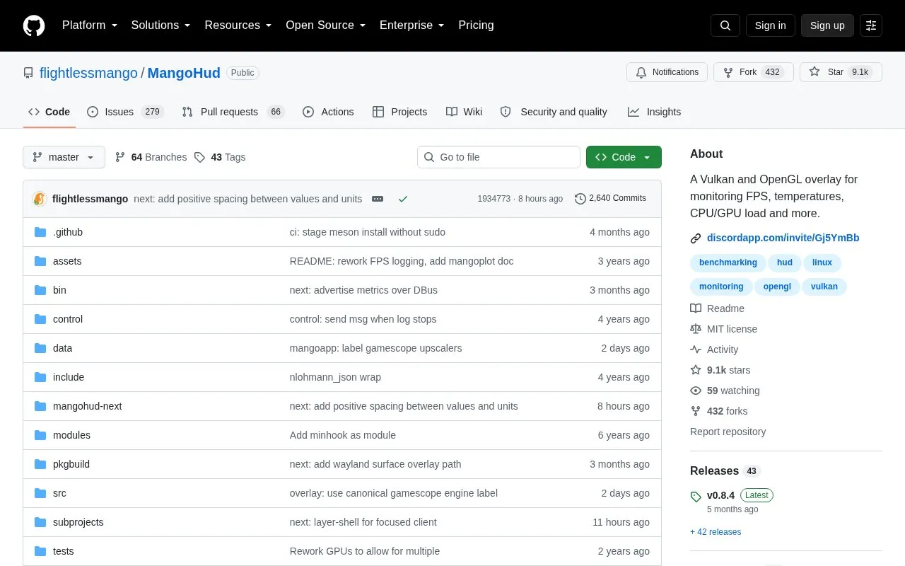 MangoHud homepage screenshot