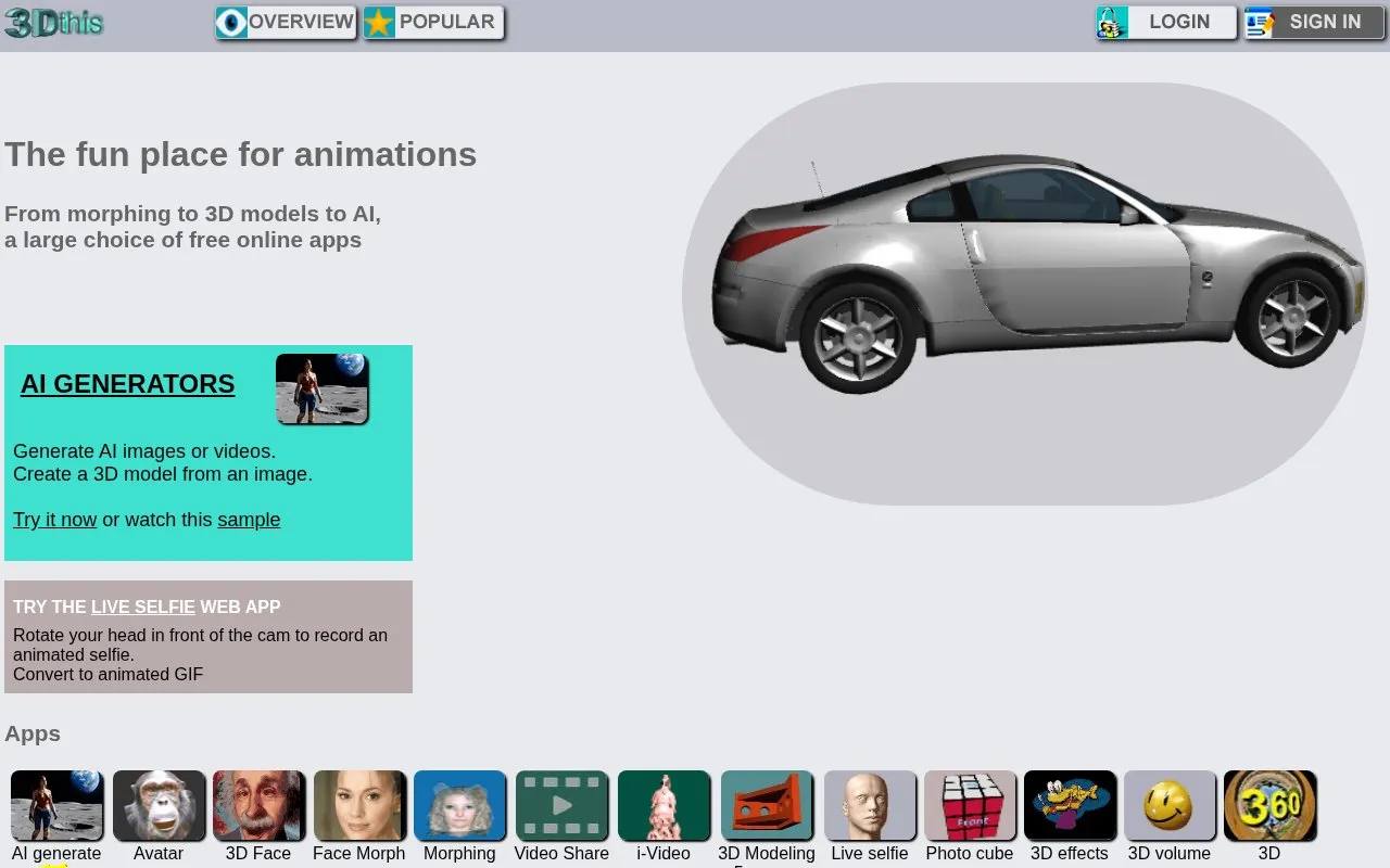 3DThis homepage screenshot