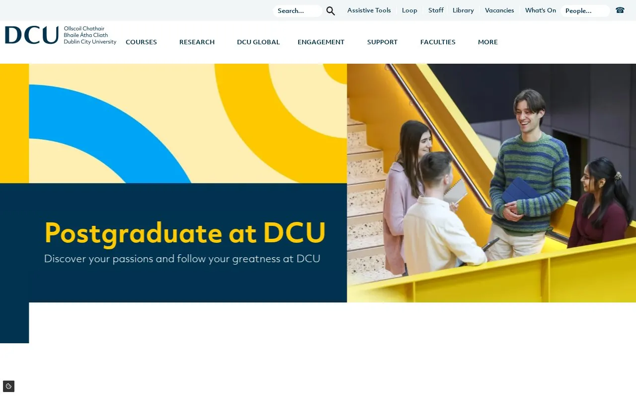 Dublin City University homepage screenshot
