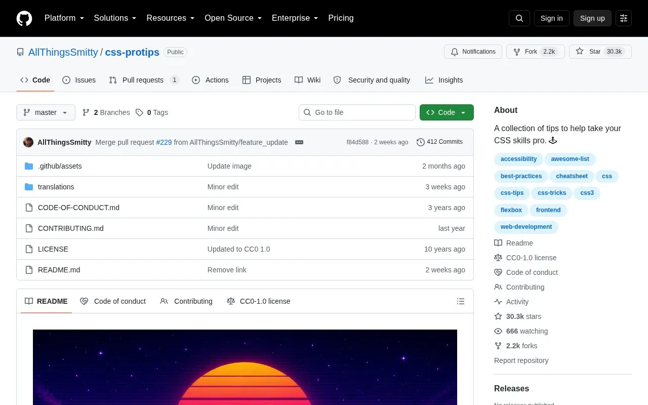 CSS Protips homepage screenshot