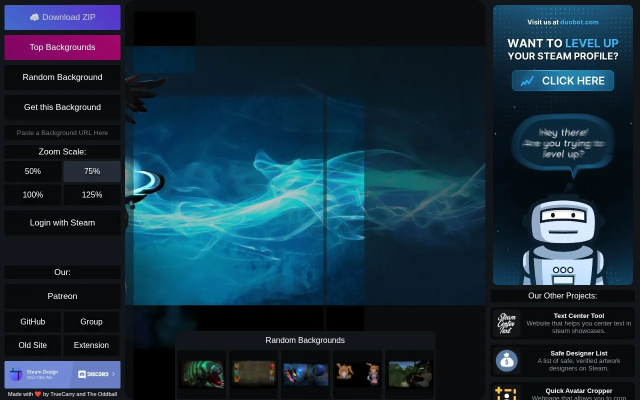 Steam.Design homepage screenshot