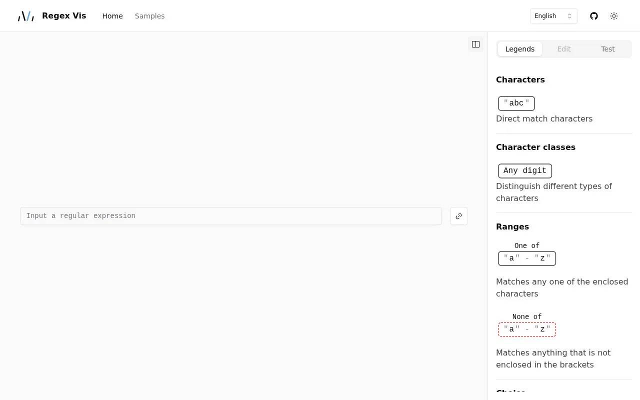 Regex Vis homepage screenshot