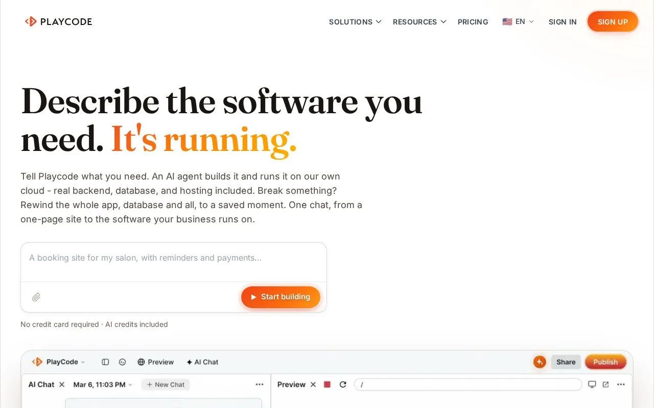 PlayCode homepage screenshot