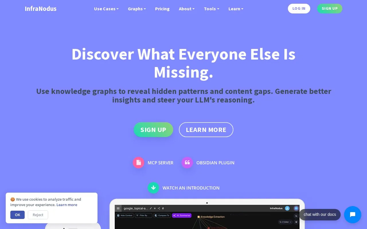 InfraNodus homepage screenshot