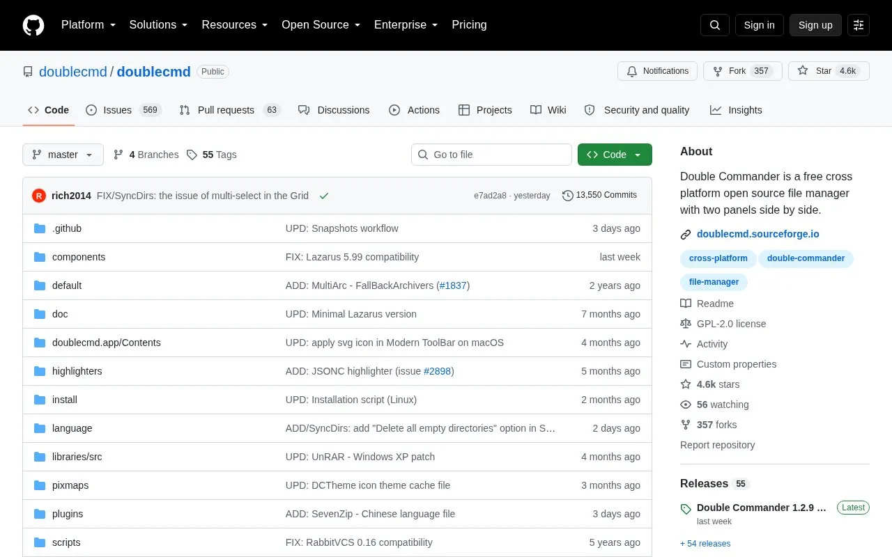 Doublecmd homepage screenshot