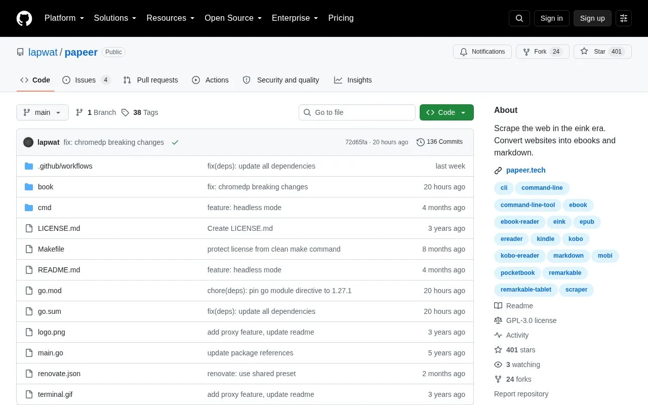Papeer homepage screenshot