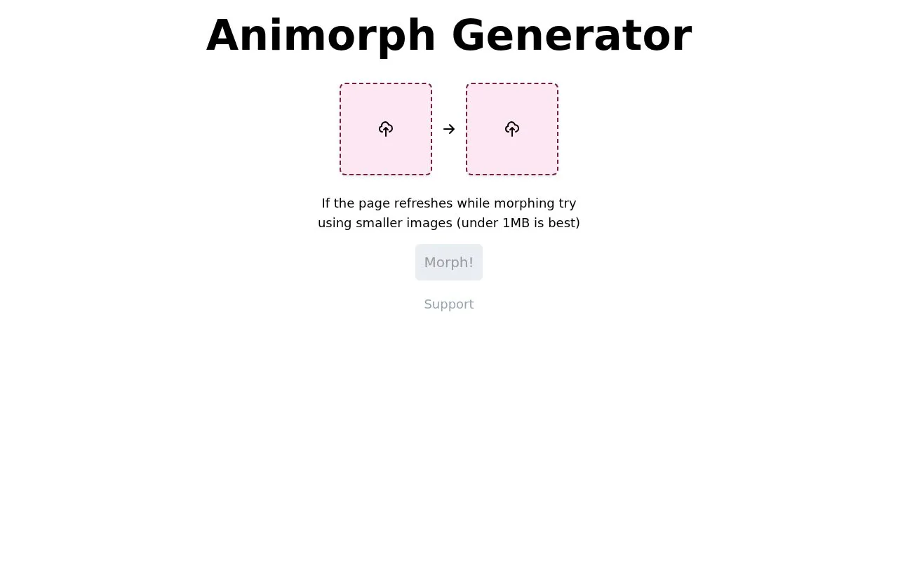 AnimorphGenerator homepage screenshot