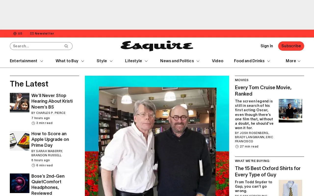 Esquire homepage screenshot