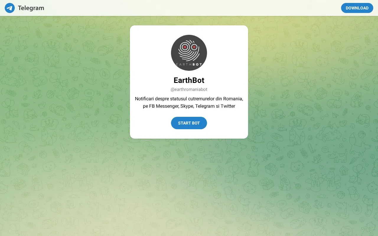 @earthromaniabot homepage screenshot