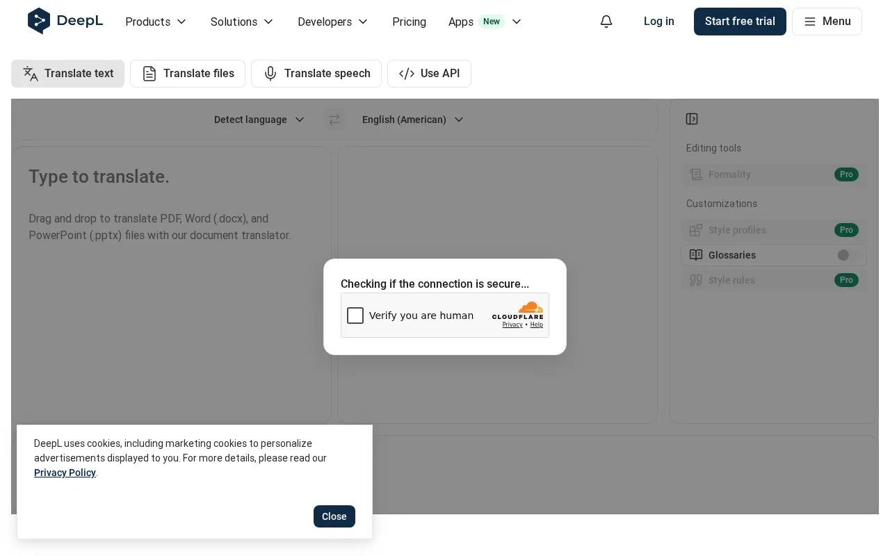DeepL Language Translator homepage screenshot