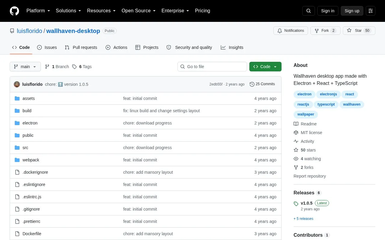 wallhaven-desktop homepage screenshot