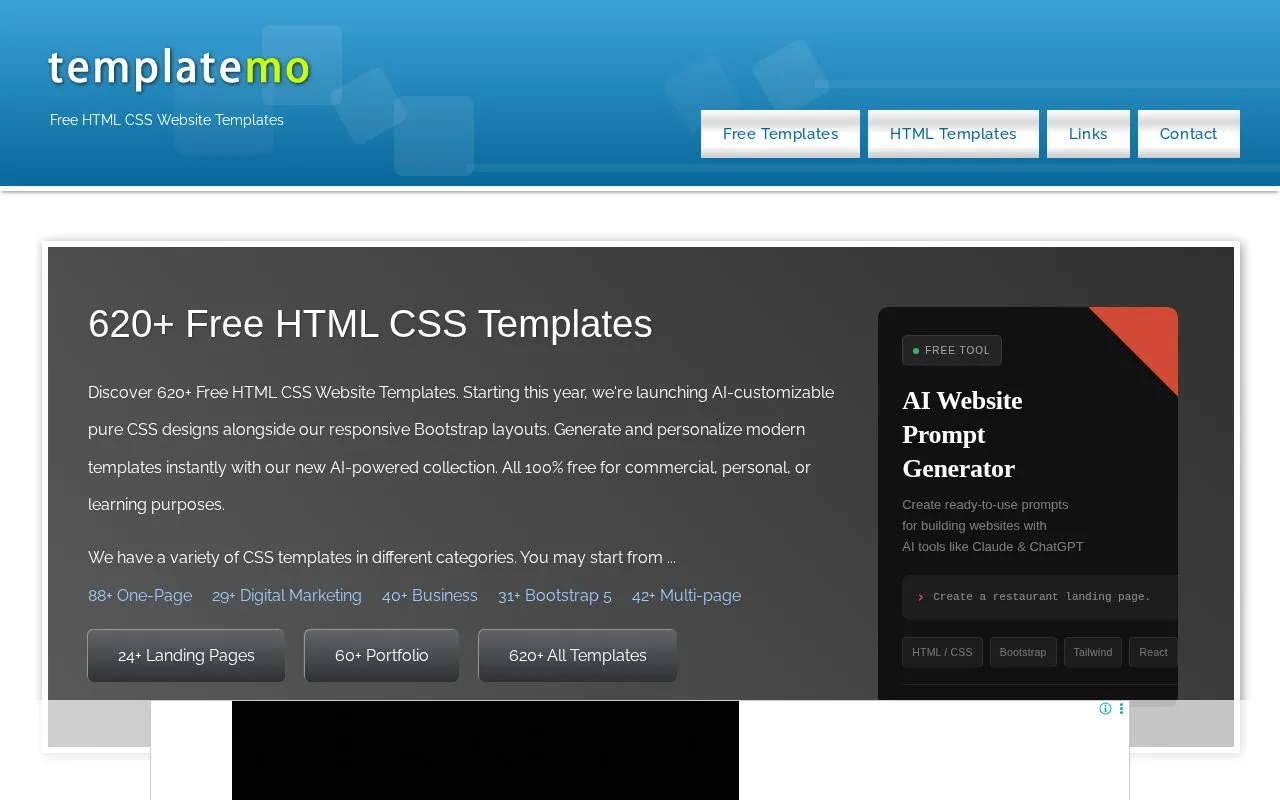 templatemo homepage screenshot