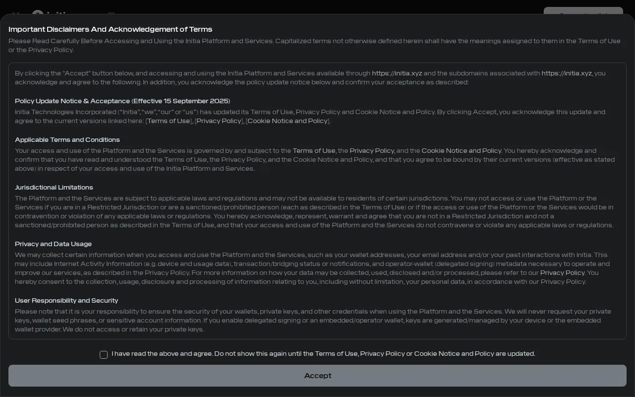 InitiaDEX homepage screenshot