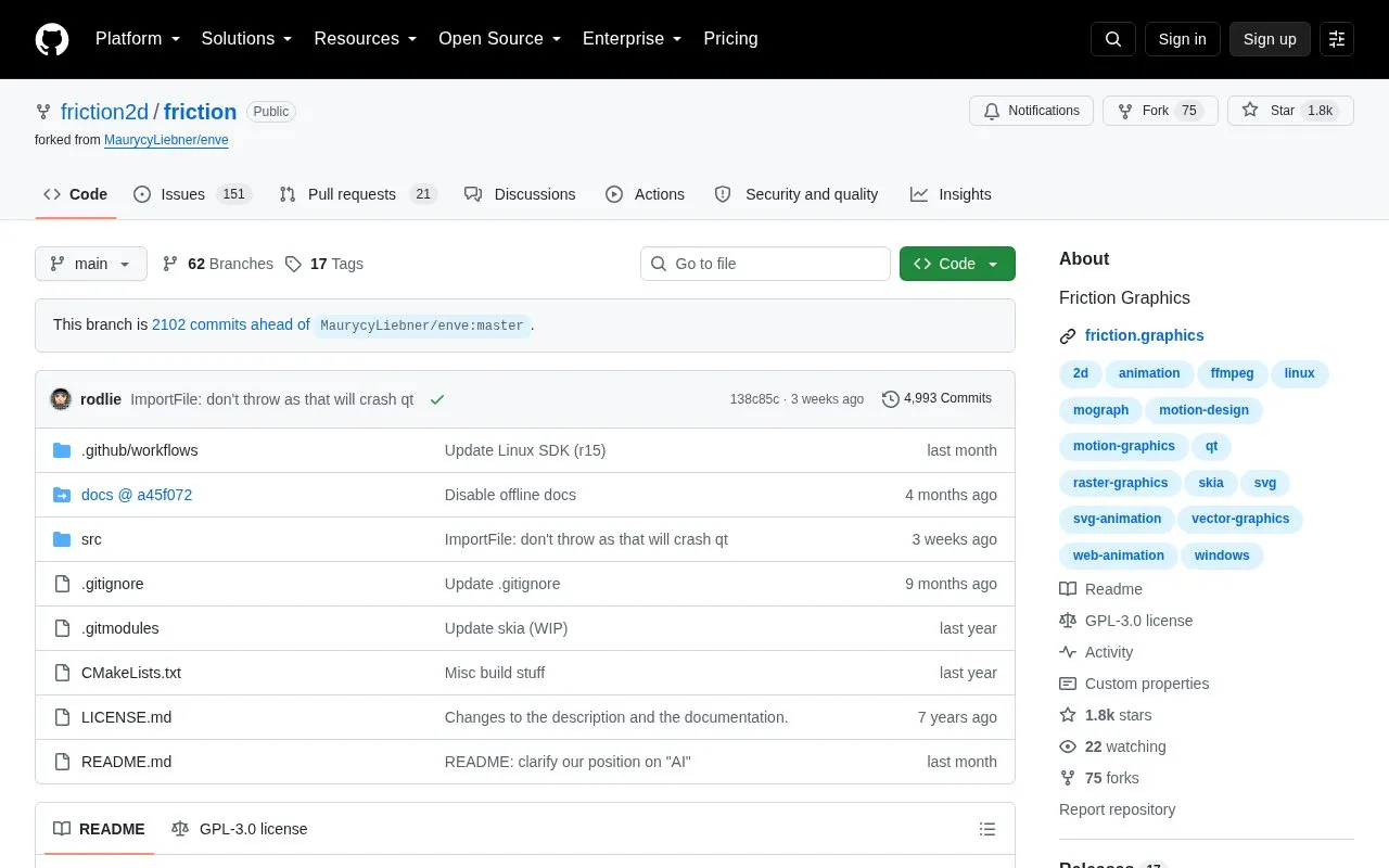 Friction homepage screenshot