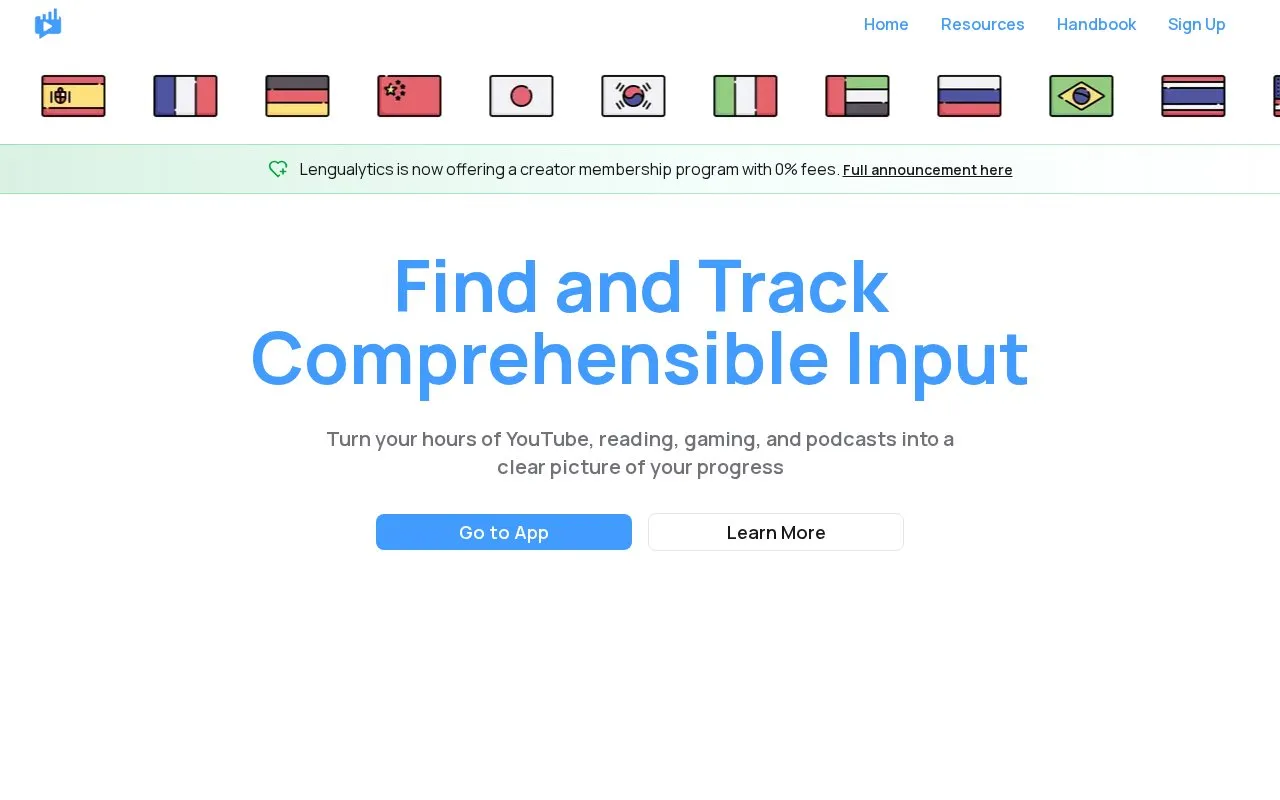 Lengualytics homepage screenshot