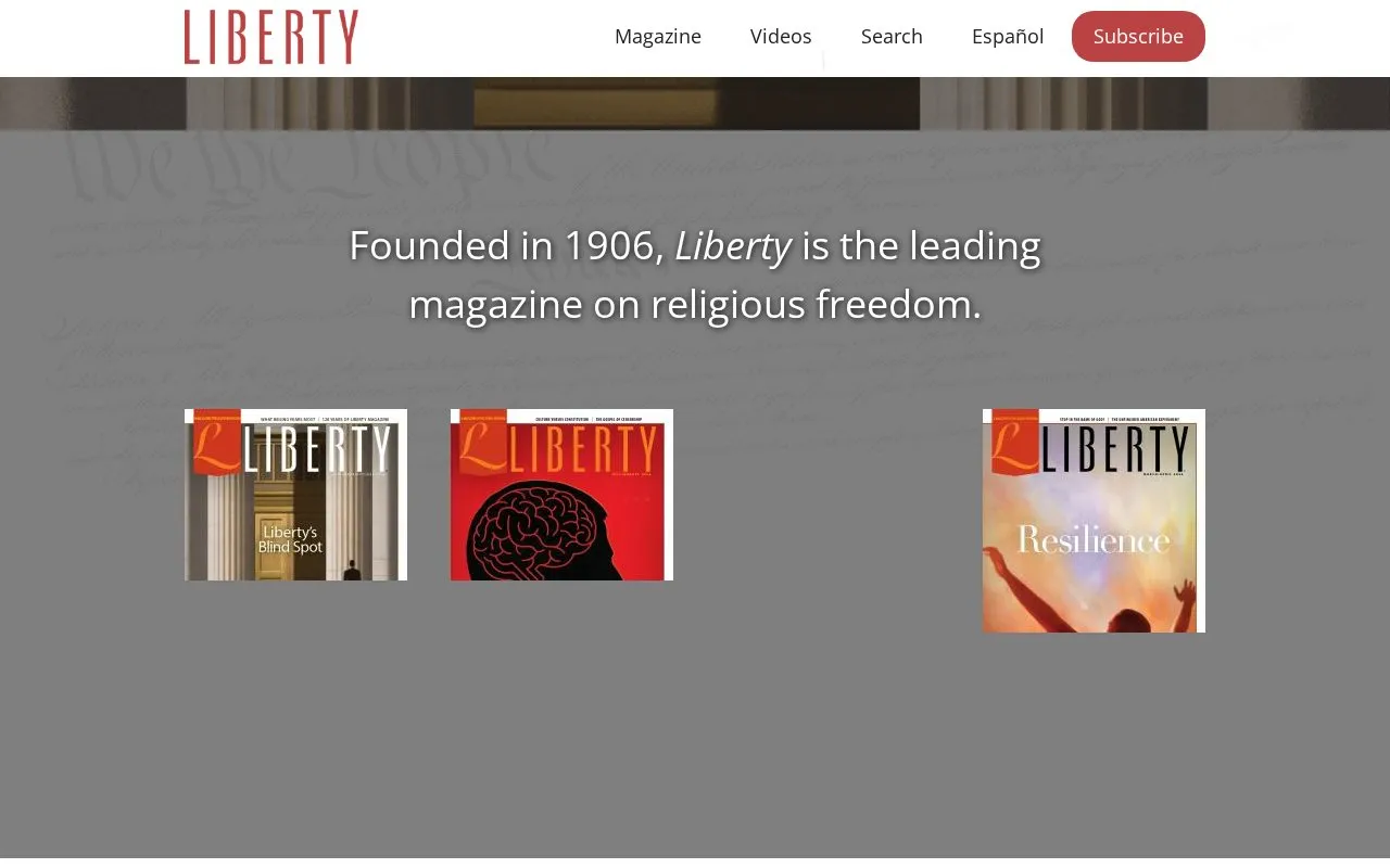 Liberty homepage screenshot