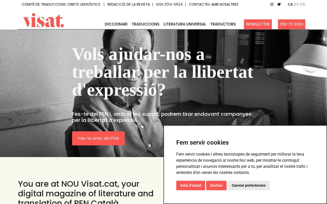 Visat, revista digital de literatura i traducció homepage screenshot
