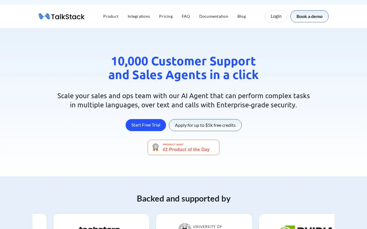 TalkStack homepage screenshot
