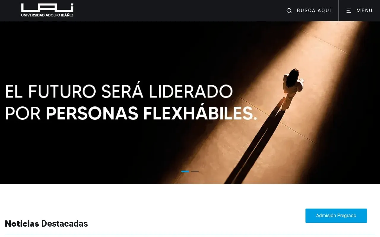 Universidad Adolfo Ibañez homepage screenshot