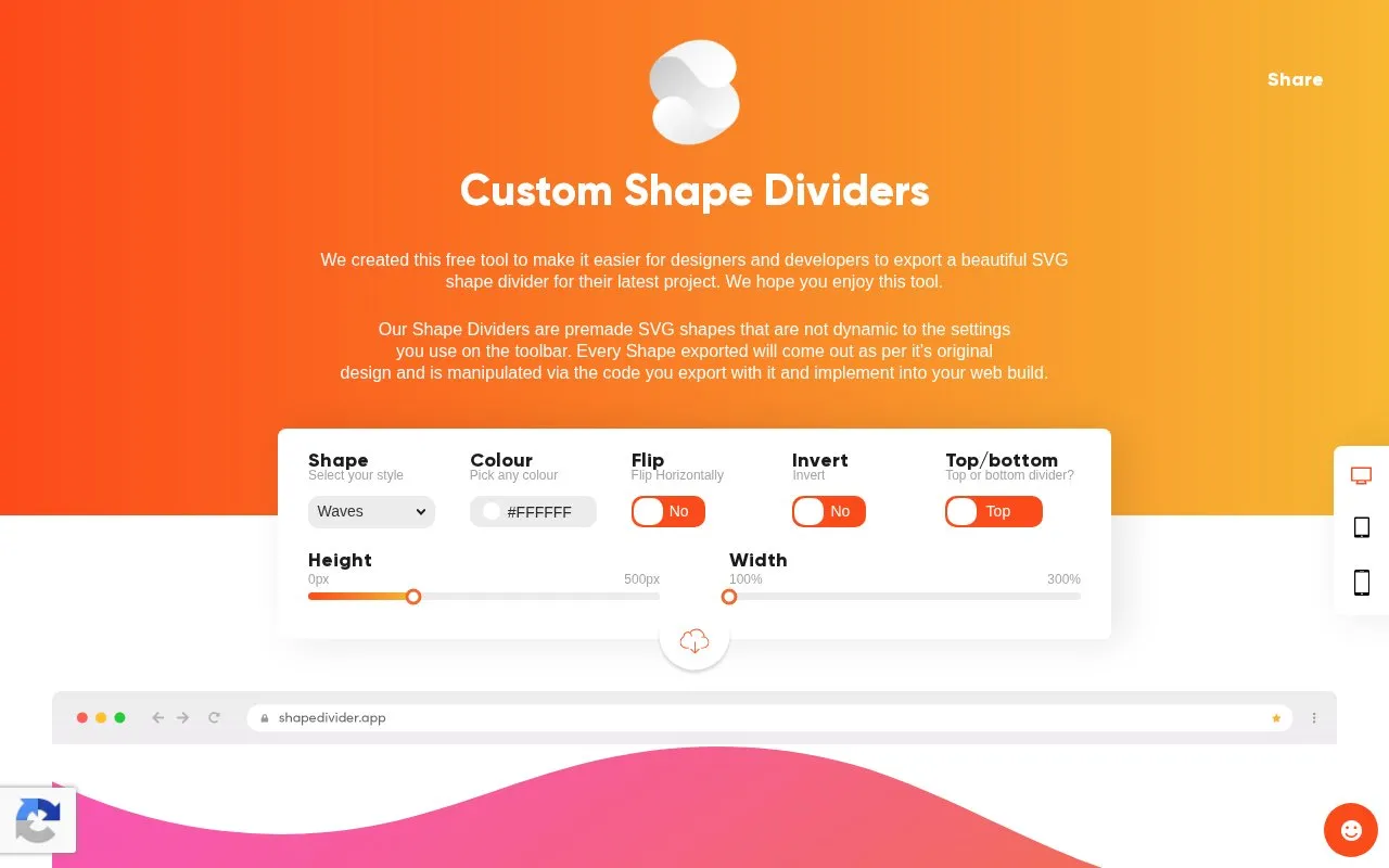 ShapeDivider homepage screenshot