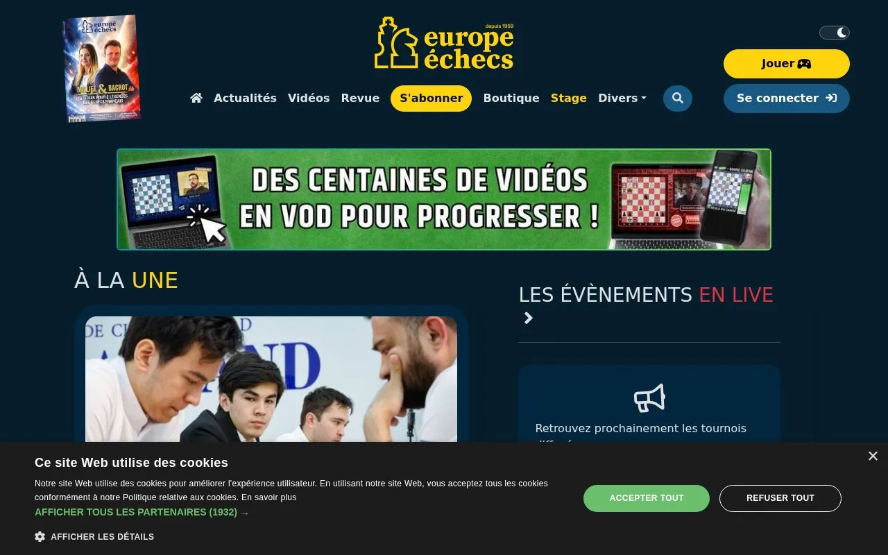 Europe Échecs homepage screenshot