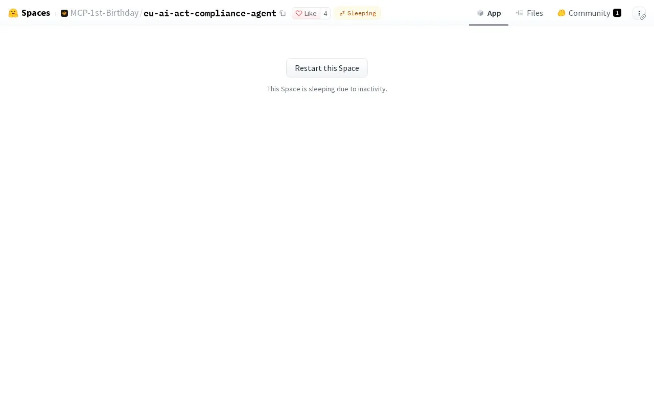 EU AI Act Compliance Agent by legitima.ai homepage screenshot