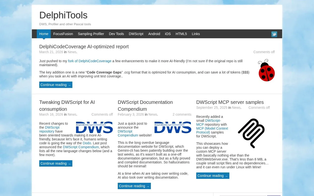 DelphiTools homepage screenshot