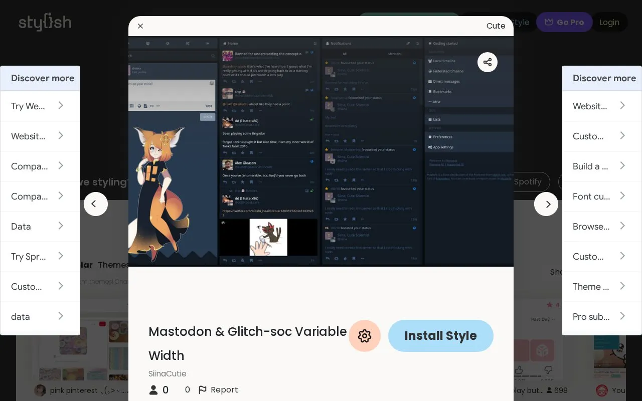 Variable width homepage screenshot
