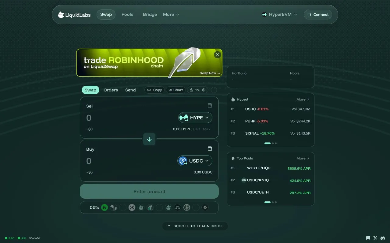 LiquidCore homepage screenshot