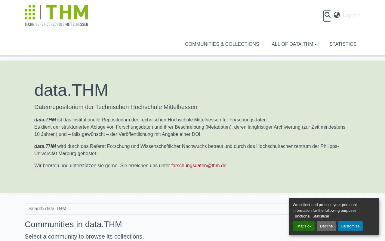 data.THM homepage screenshot