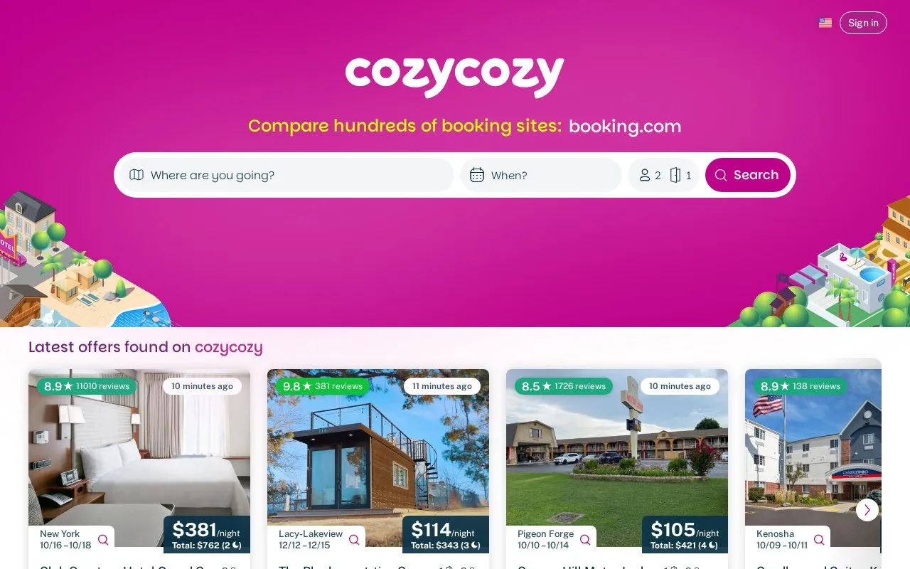 CozyCozy homepage screenshot