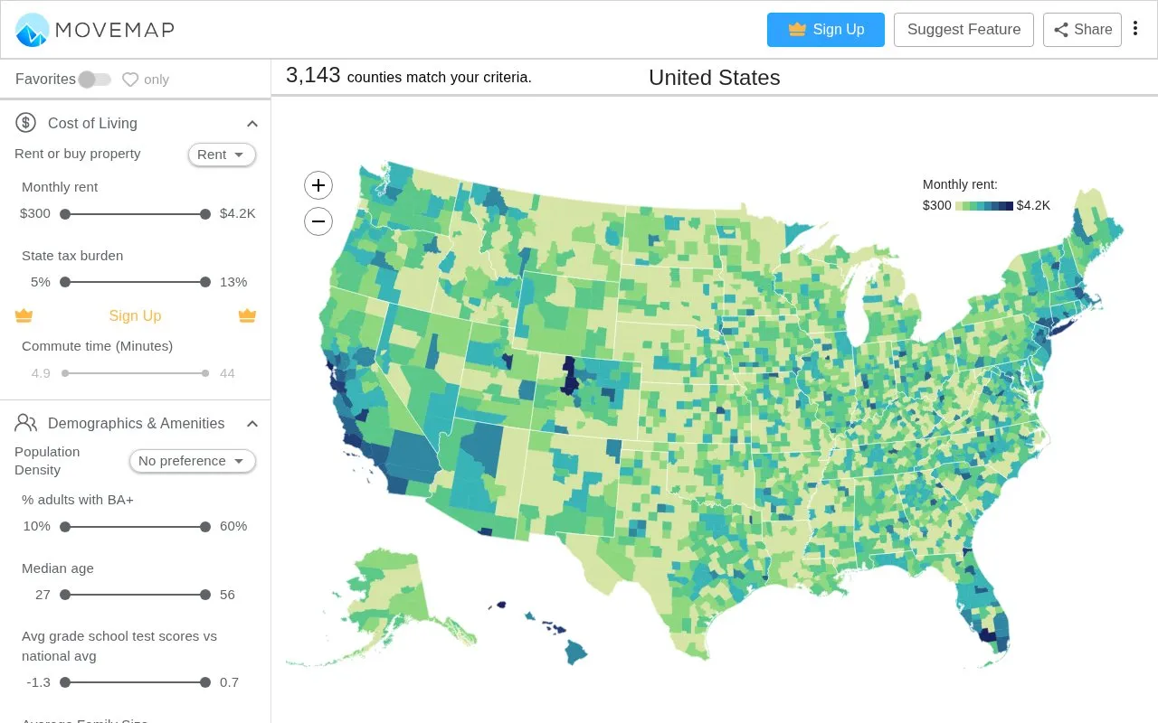 MoveMap homepage screenshot