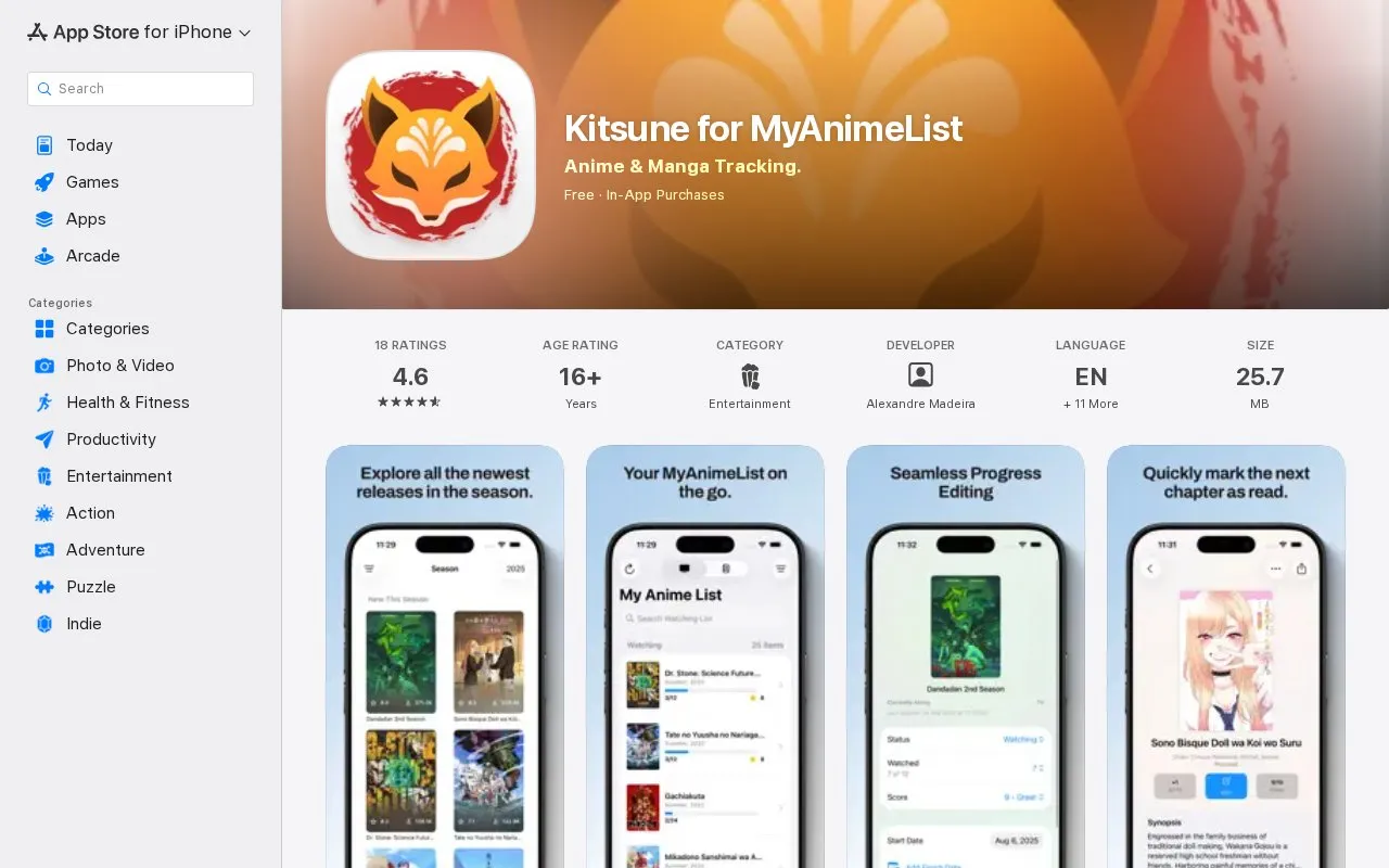 Kitsune homepage screenshot